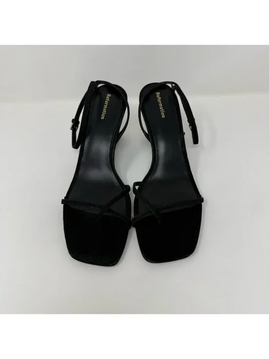 New Reformation Emilia Wedge Sandal Black Sz 7.5 - Picture 8 of 12